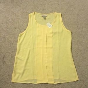 NWT LOFT XS petite sleeveless yellow blouse
